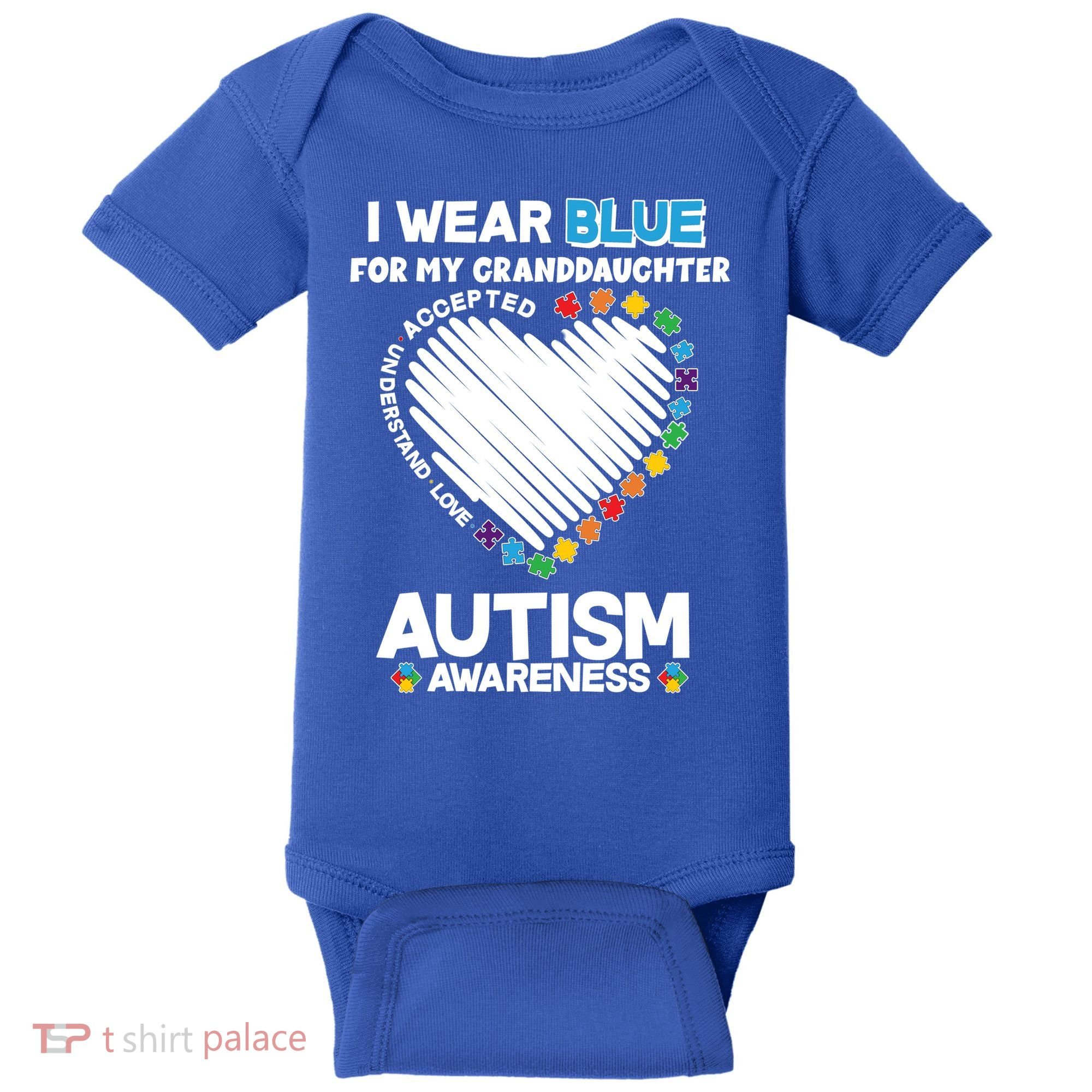 I Wear Blue For My Personalize Custom Text Autism Baby Bodysuit