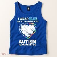 I Wear Blue For My Personalize Custom Text Autism Tank Top thumb 2