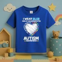 I Wear Blue For My Personalize Custom Text Autism Toddler T-Shirt thumb 3