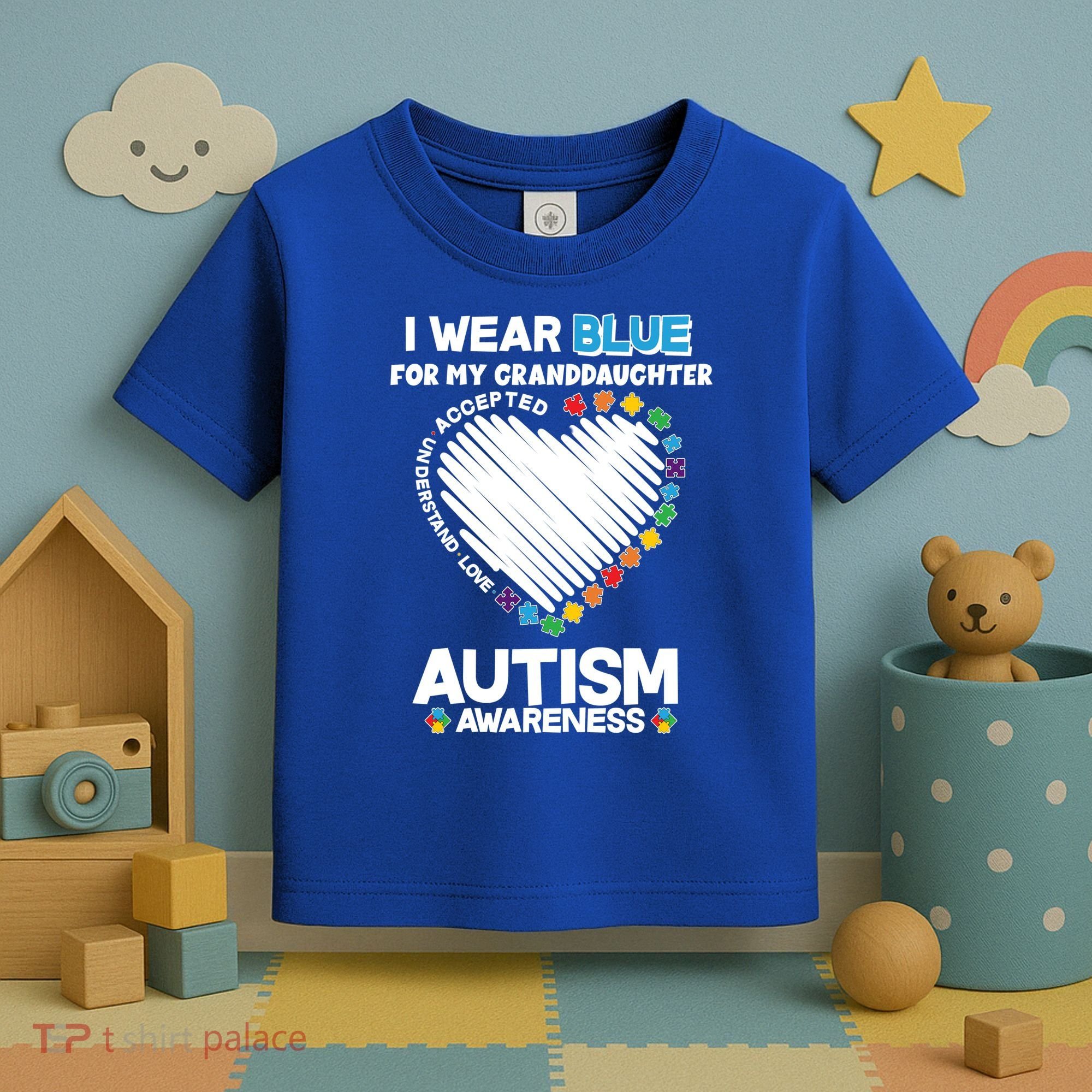 I Wear Blue For My Personalize Custom Text Autism Toddler T-Shirt