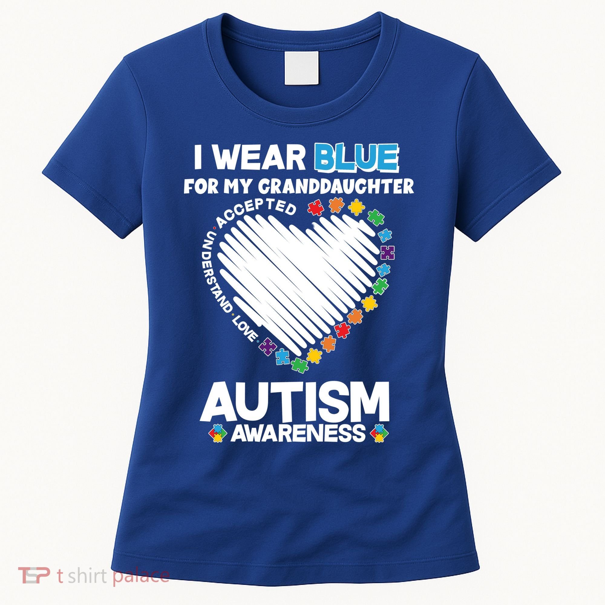 I Wear Blue For My Personalize Custom Text Autism Women's T-Shirt