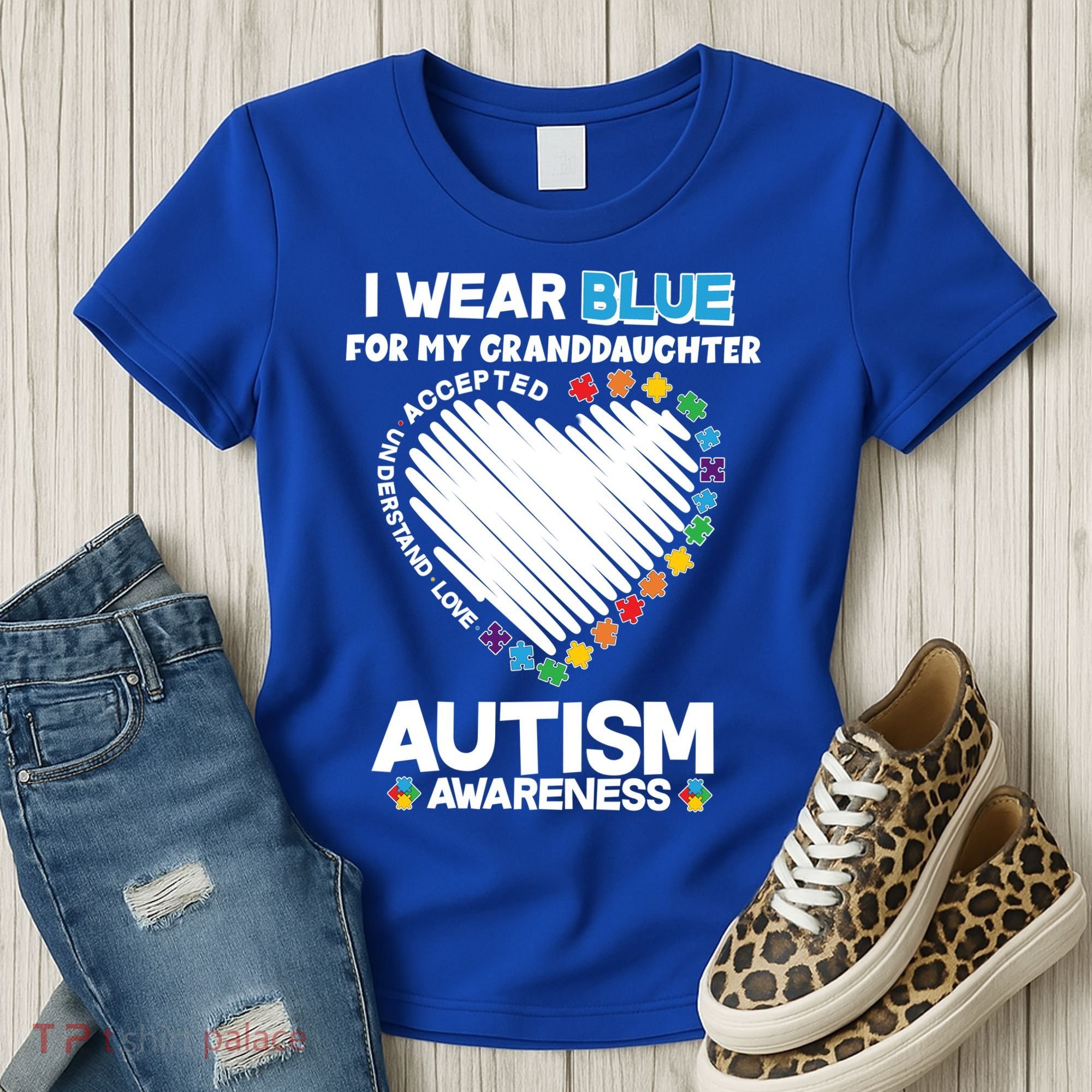 I Wear Blue For My Personalize Custom Text Autism Women's T-Shirt