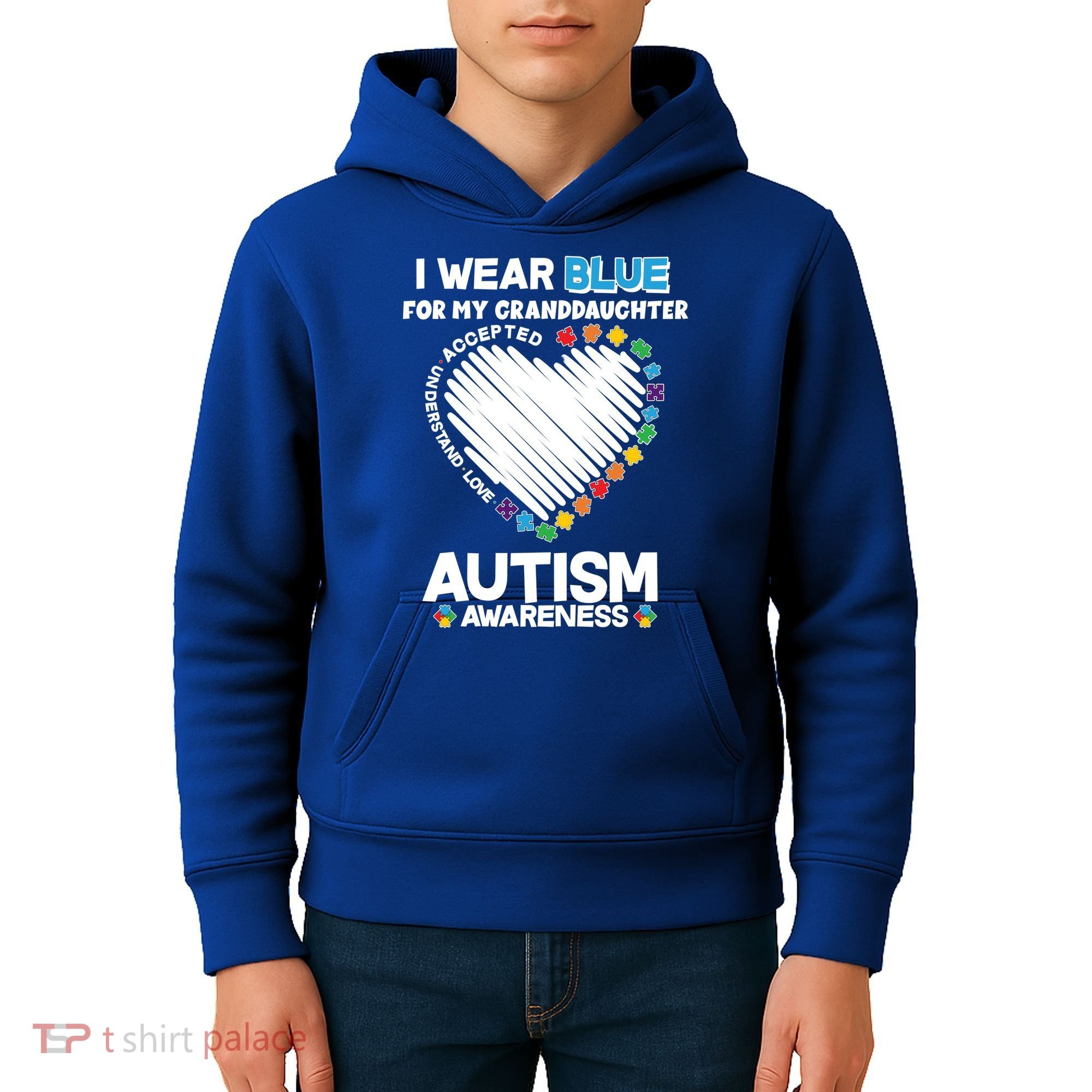 I Wear Blue For My Personalize Custom Text Autism Kids Hoodie