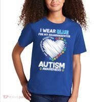I Wear Blue For My Personalize Custom Text Autism Kids T-Shirt thumb 2