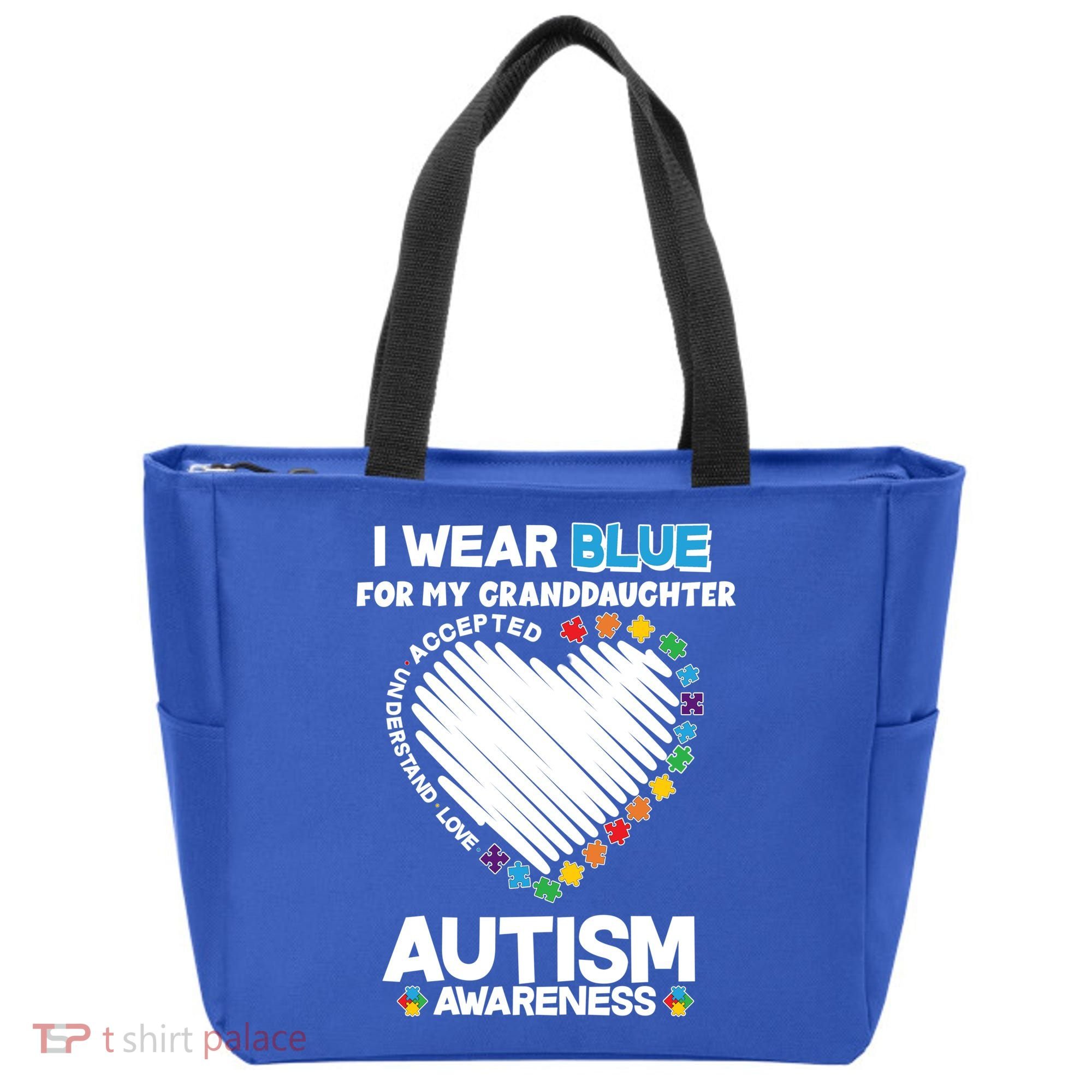 I Wear Blue For My Personalize Custom Text Autism Tote Bag