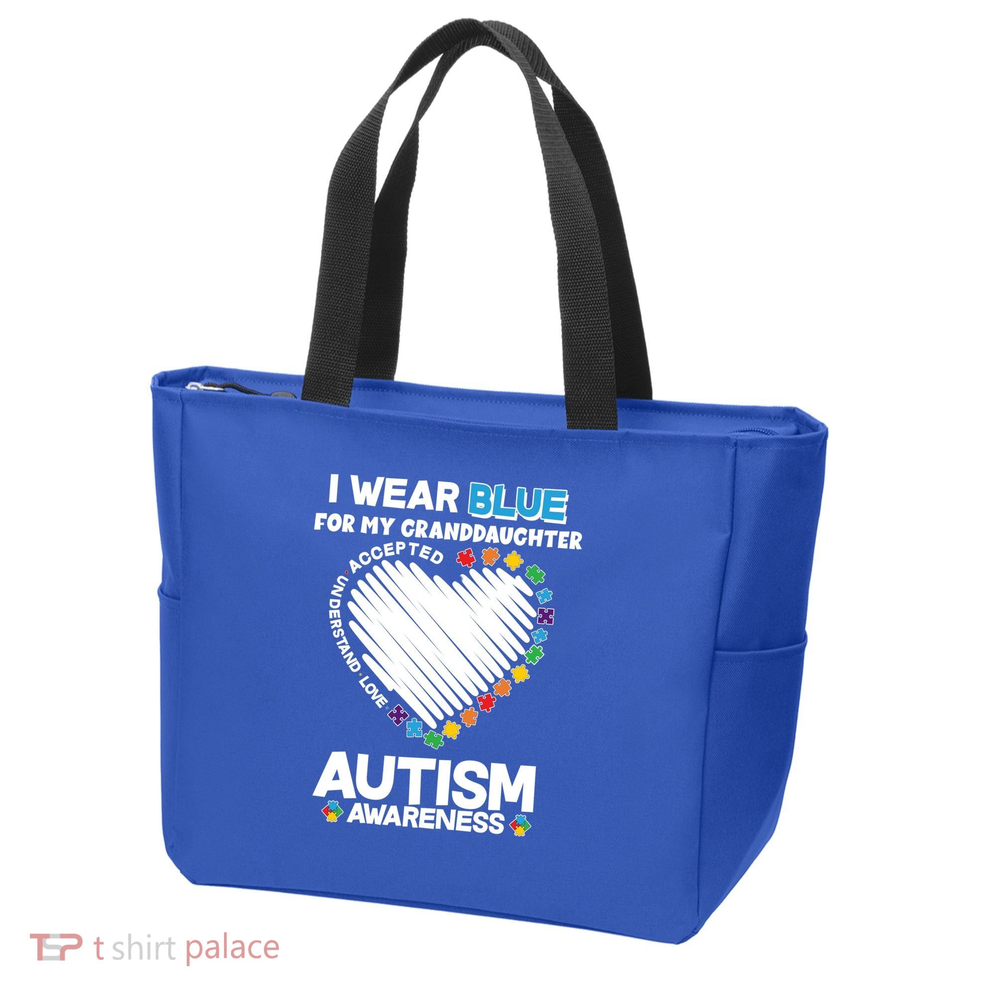I Wear Blue For My Personalize Custom Text Autism Tote Bag
