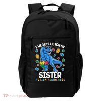 I Wear Blue For My Sister  Autism Awareness T-Rex Dinosaur Backpack thumb 0