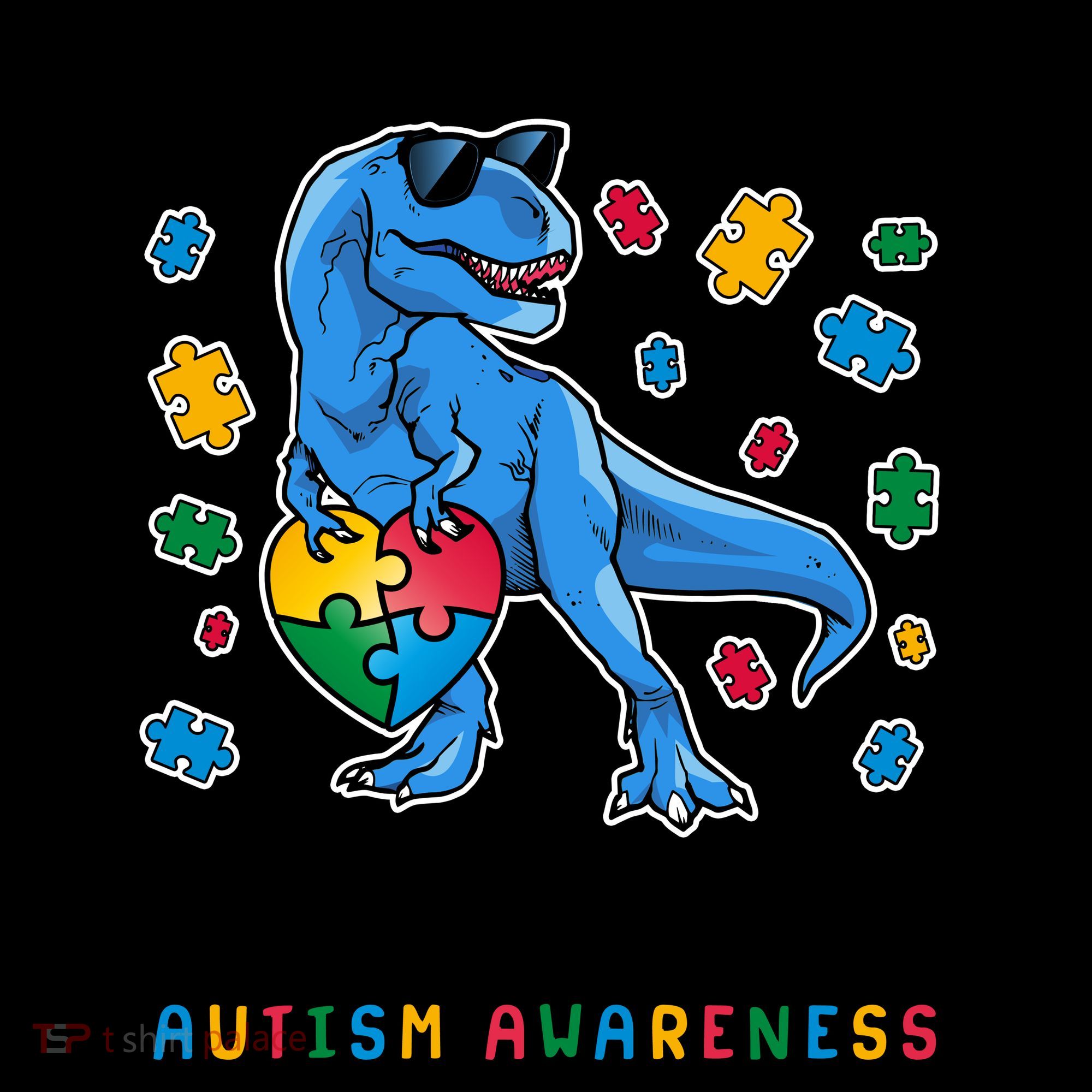 I Wear Blue For My Sister  Autism Awareness T-Rex Dinosaur Coffee Mug
