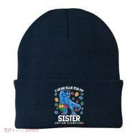 I Wear Blue For My Sister  Autism Awareness T-Rex Dinosaur Beanie thumb 0
