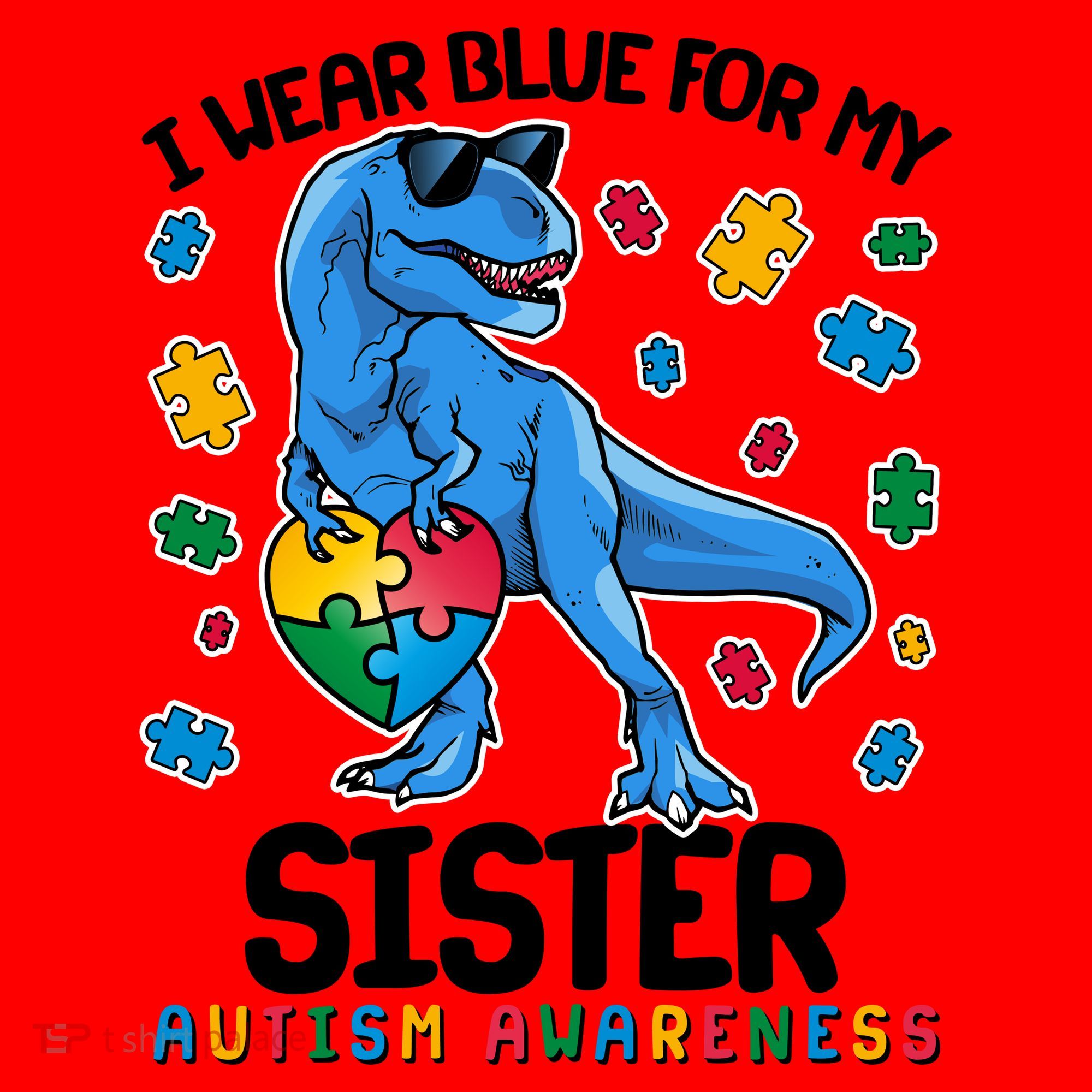 I Wear Blue For My Sister  Autism Awareness T-Rex Dinosaur Santa Hat