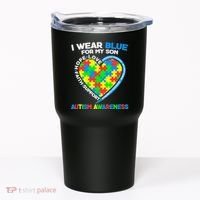 I Wear Blue For My Son Autism Awareness Heart Puzzle  Tumbler thumb 0