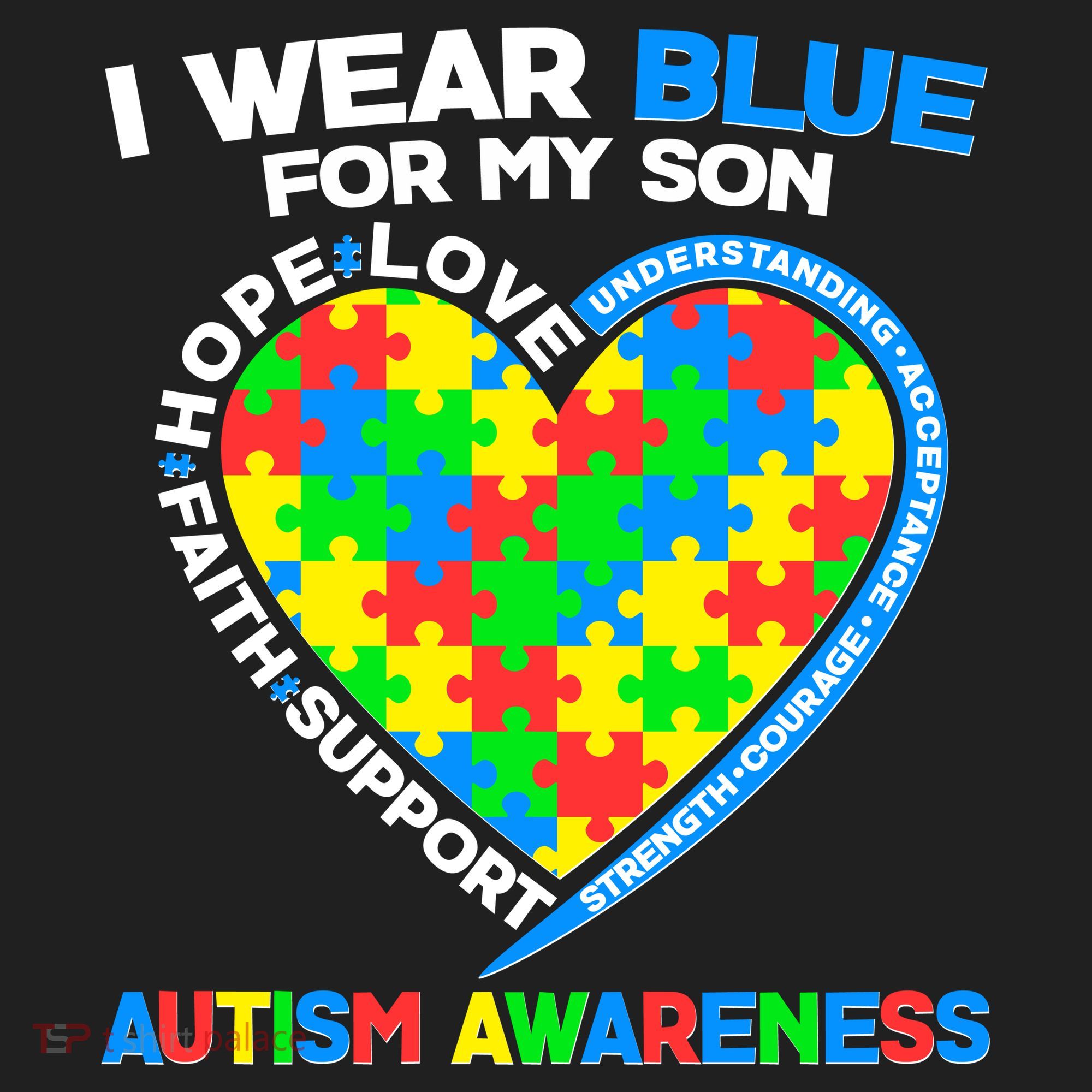 I Wear Blue For My Son Autism Awareness Heart Puzzle  Tumbler