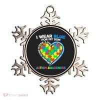 I Wear Blue For My Son Autism Awareness Heart Puzzle  Ornament thumb 0