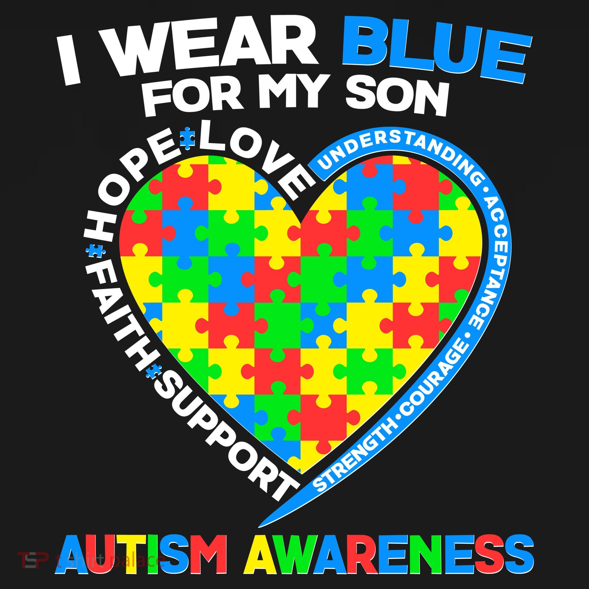 I Wear Blue For My Son Autism Awareness Heart Puzzle  Ornament