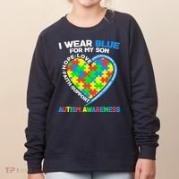 I Wear Blue For My Son Autism Awareness Heart Puzzle  Women's Sweatshirt thumb 0