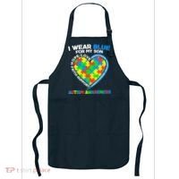 I Wear Blue For My Son Autism Awareness Heart Puzzle  Apron thumb 0