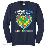 I Wear Blue For My Son Autism Awareness Heart Puzzle  Sweatshirt thumb 0