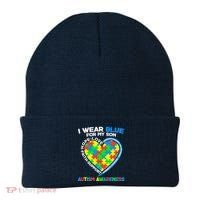 I Wear Blue For My Son Autism Awareness Heart Puzzle  Beanie thumb 0