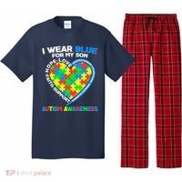 I Wear Blue For My Son Autism Awareness Heart Puzzle  Pajama Set thumb 0