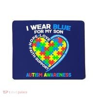 I Wear Blue For My Son Autism Awareness Heart Puzzle  Mousepad thumb 0
