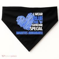 I Wear Blue For Someone Special Diabetes Awareness USA-Made Doggie Bandana thumb 0