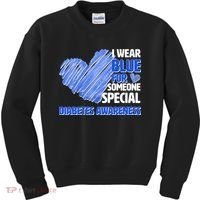 I Wear Blue For Someone Special Diabetes Awareness Kids Sweatshirt thumb 0