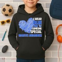 I Wear Blue For Someone Special Diabetes Awareness Kids Hoodie thumb 2