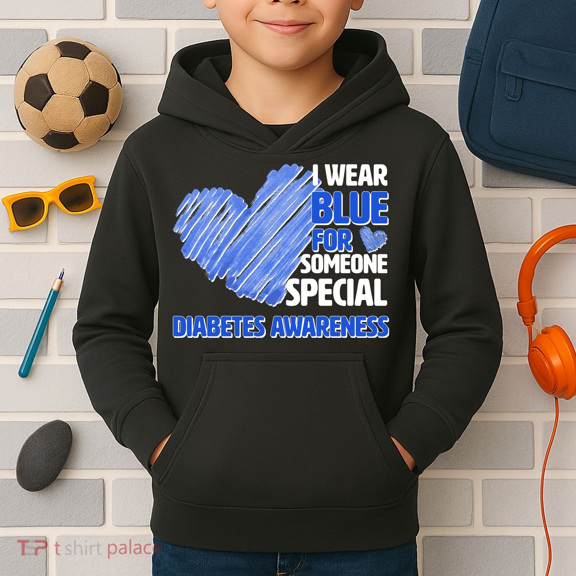 I Wear Blue For Someone Special Diabetes Awareness Kids Hoodie