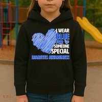 I Wear Blue For Someone Special Diabetes Awareness Kids Hoodie thumb 3