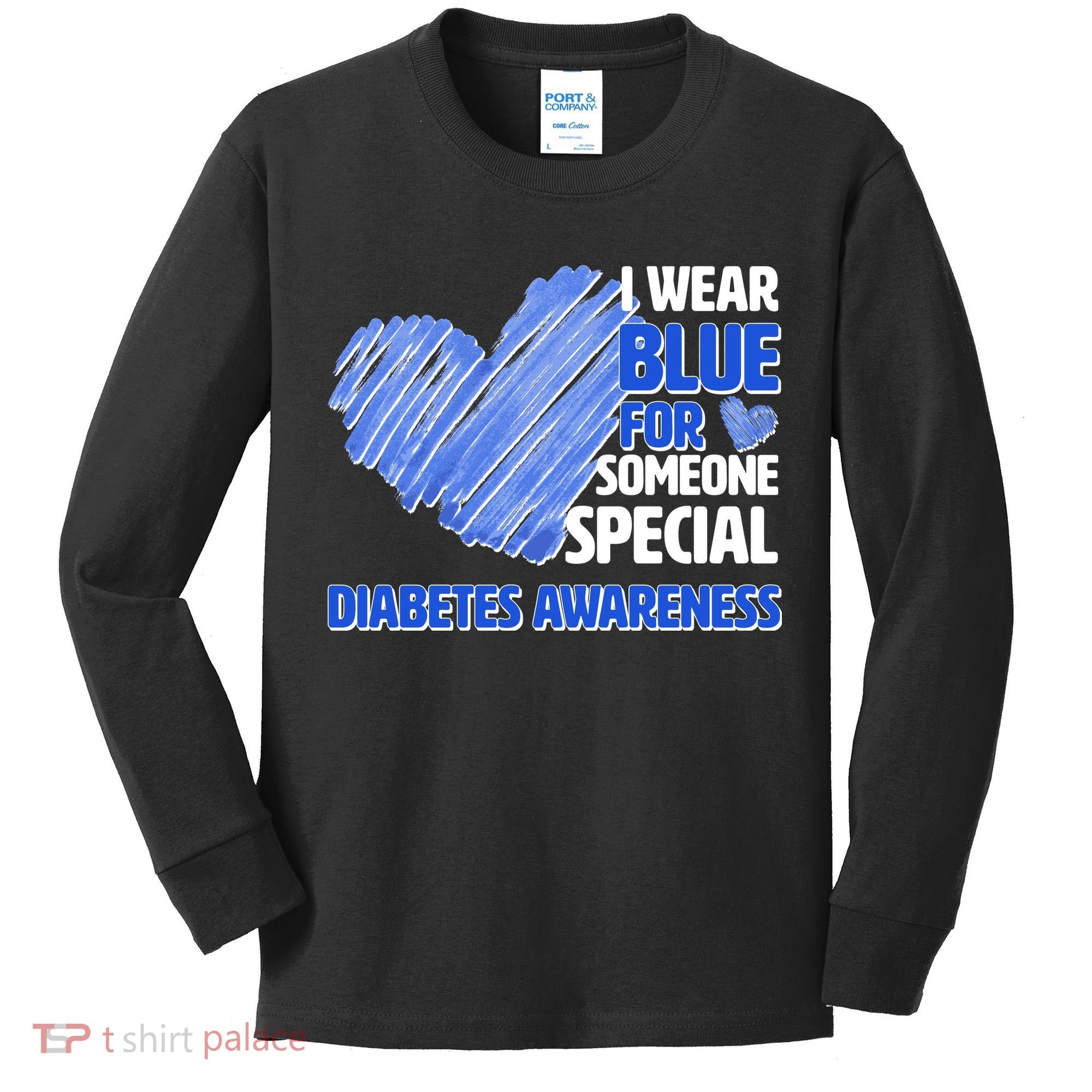 I Wear Blue For Someone Special Diabetes Awareness Kids Long Sleeve Shirt