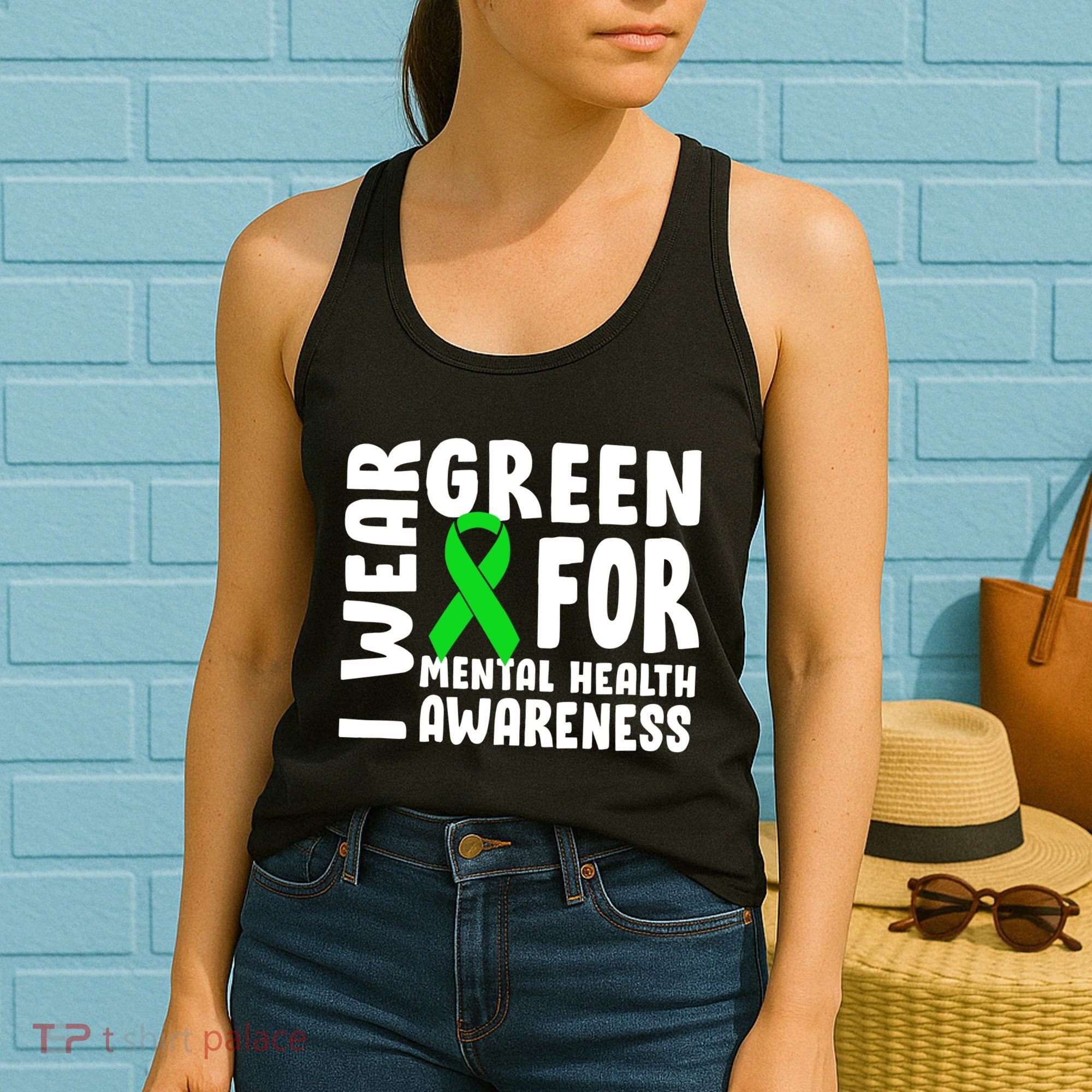 I Wear Green For Mental Health Awareness Women's Tank Top