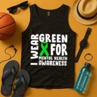 I Wear Green For Mental Health Awareness Tank Top thumb 4