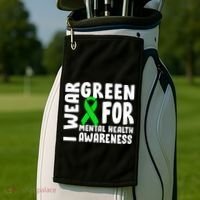I Wear Green For Mental Health Awareness Golf Towel thumb 2