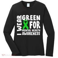 I Wear Green For Mental Health Awareness Women's Long Sleeve Shirt thumb 0
