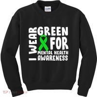 I Wear Green For Mental Health Awareness Kids Sweatshirt thumb 0