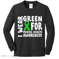 I Wear Green For Mental Health Awareness Kids Long Sleeve Shirt thumb 0