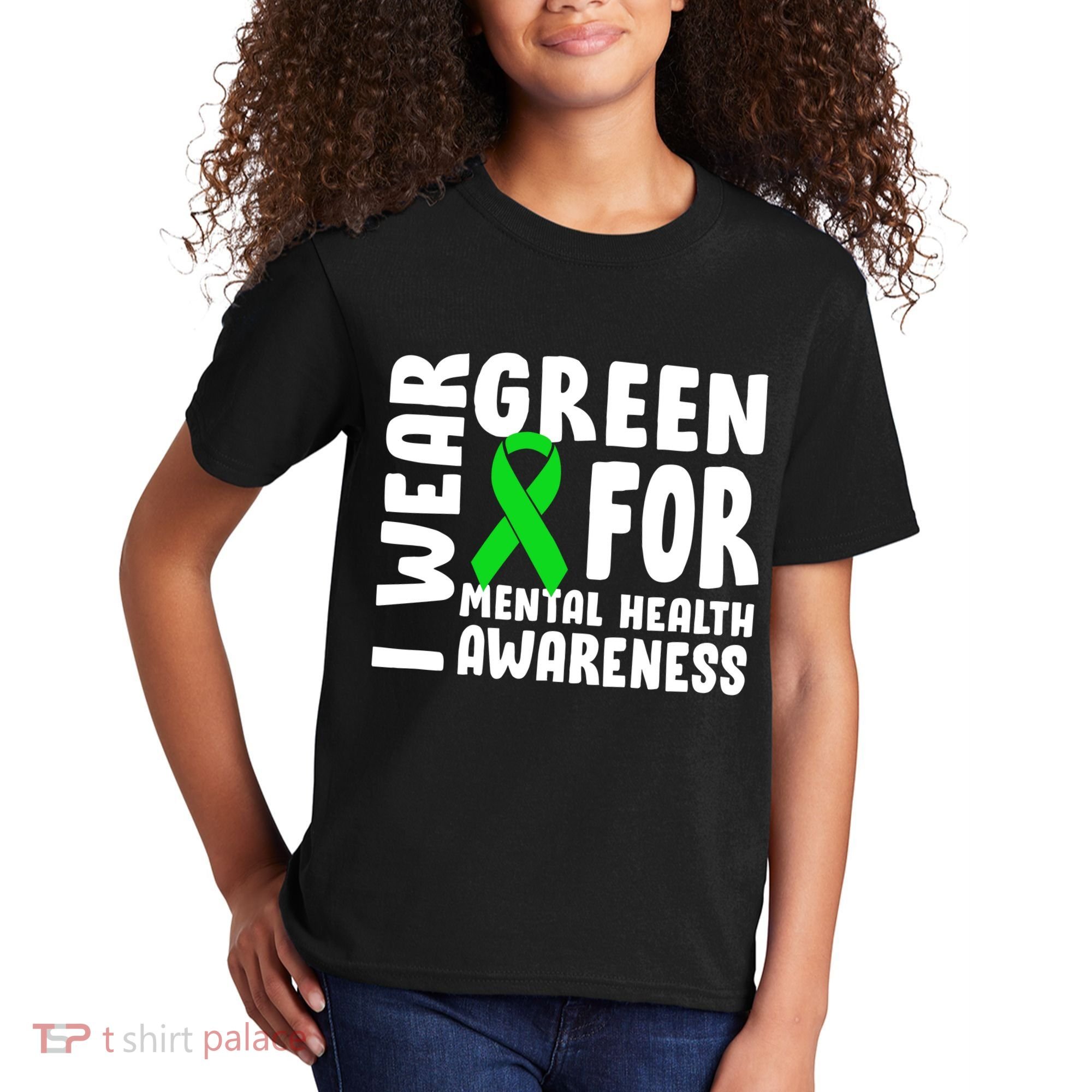 I Wear Green For Mental Health Awareness Kids T-Shirt
