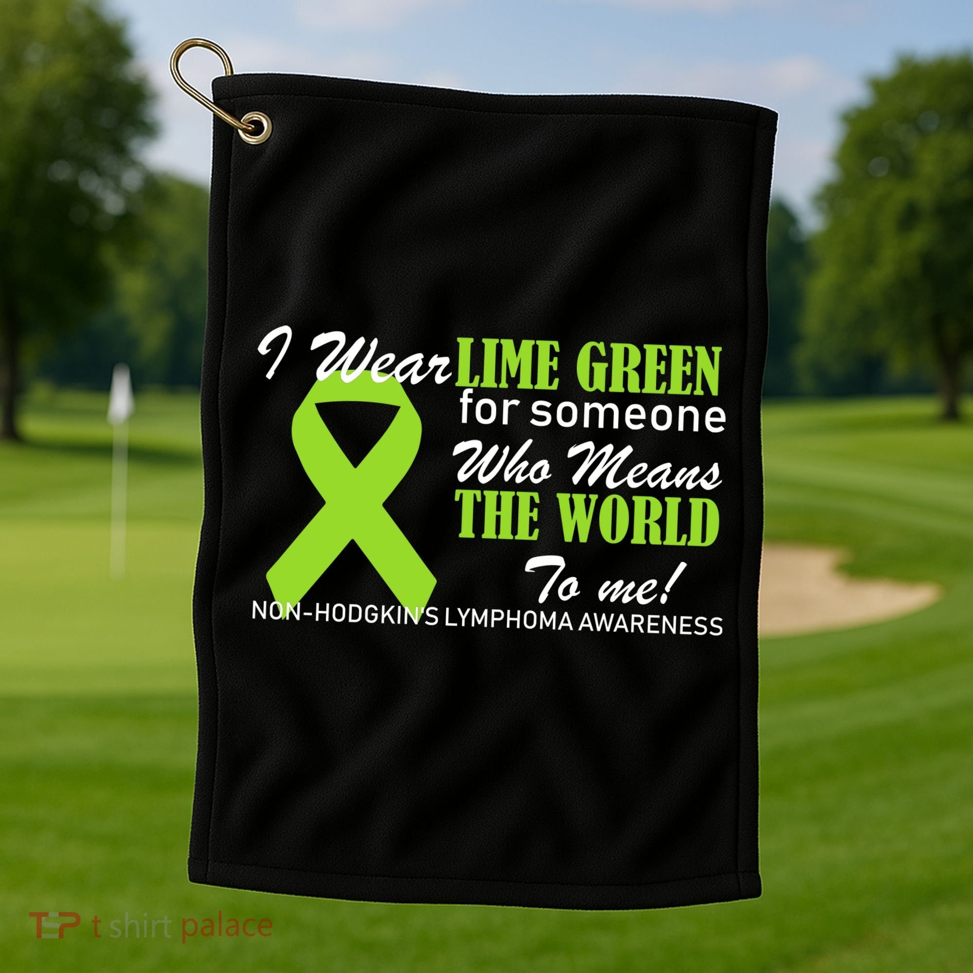 I Wear Lime Green Non-Hodgkin's Lymphoma Golf Towel