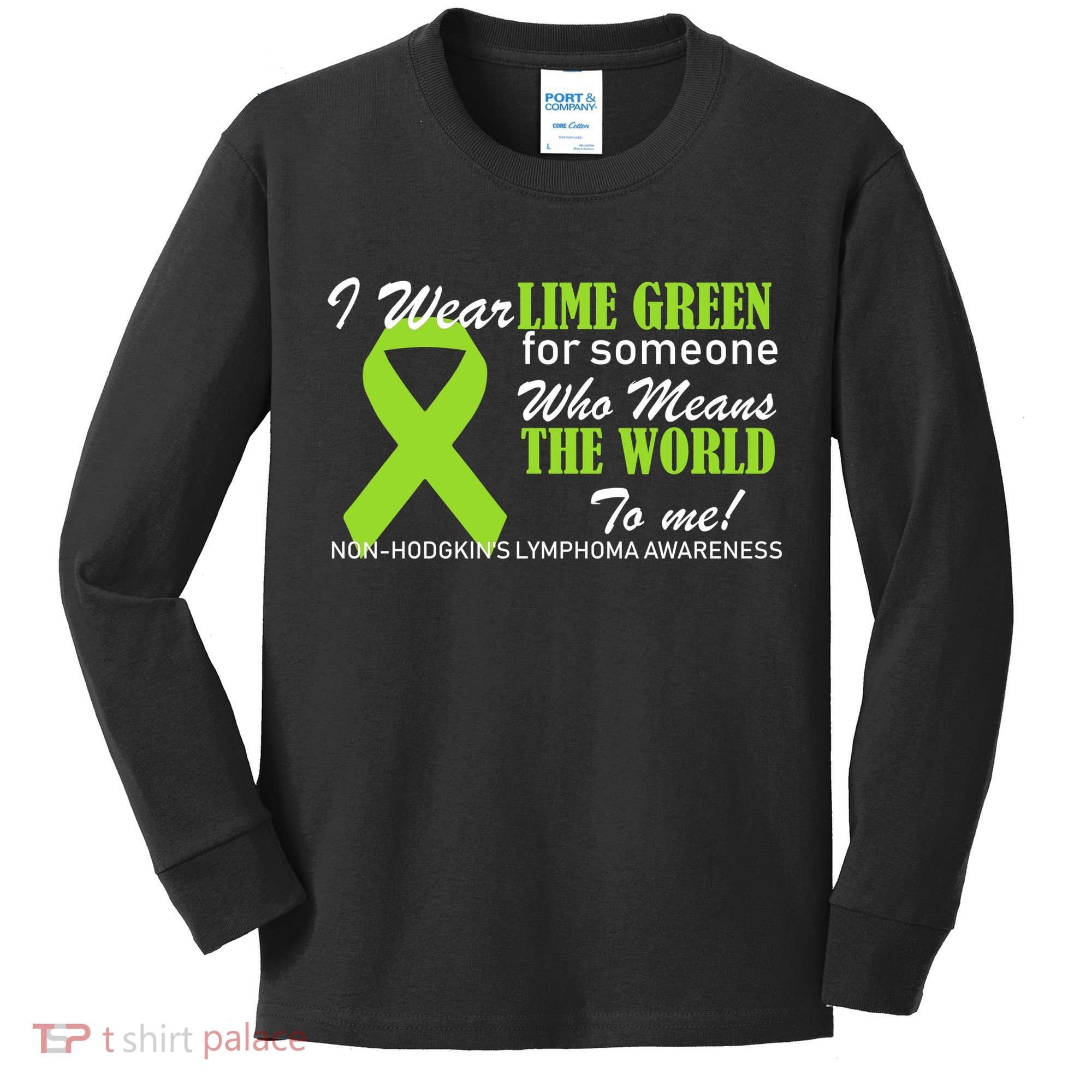 I Wear Lime Green Non-Hodgkin's Lymphoma Kids Long Sleeve Shirt