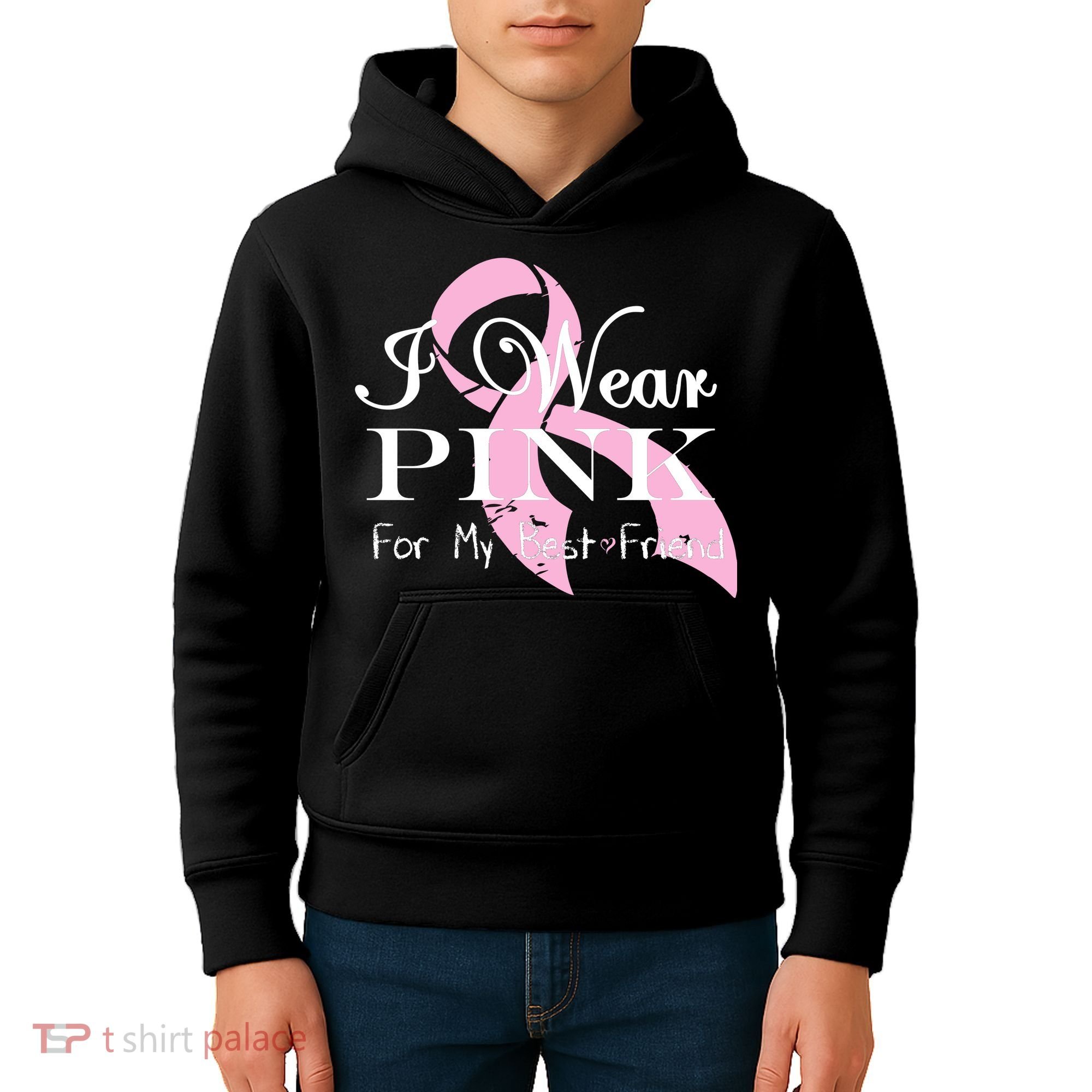 I Wear Pink For My Best Friend Kids Hoodie