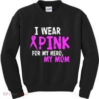 I Wear Pink For My Hero My Mom Kids Sweatshirt thumb 0