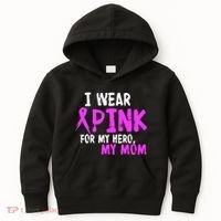 I Wear Pink For My Hero My Mom Kids Hoodie thumb 0