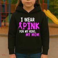 I Wear Pink For My Hero My Mom Kids Hoodie thumb 3