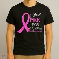 I Wear Pink For My Mom Breast Cancer Awareness T-Shirt thumb 3