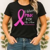 I Wear Pink For My Mom Breast Cancer Awareness Women's T-Shirt thumb 2