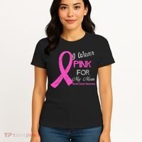 I Wear Pink For My Mom Breast Cancer Awareness Women's T-Shirt thumb 4
