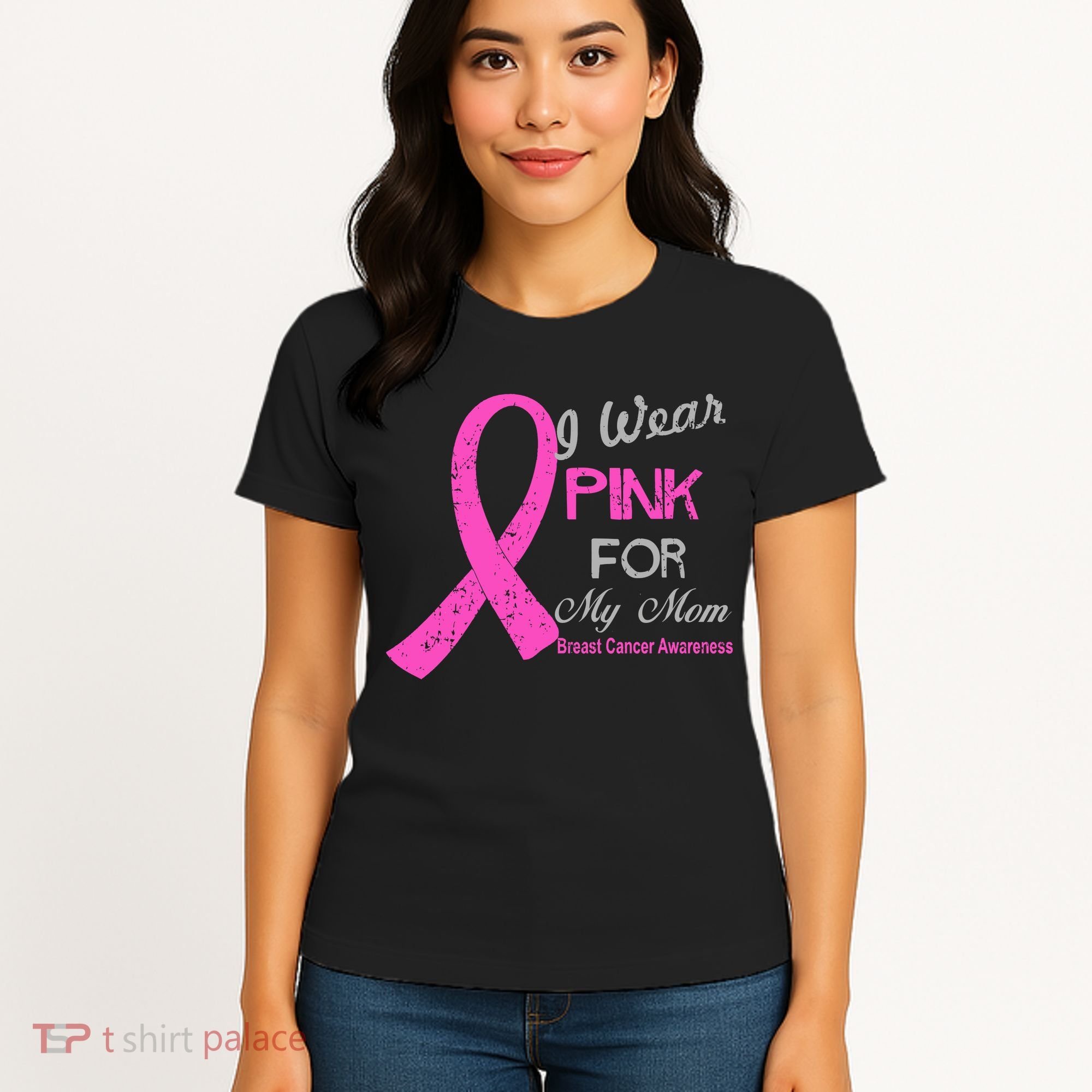 I Wear Pink For My Mom Breast Cancer Awareness Women's T-Shirt