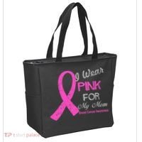 I Wear Pink For My Mom Breast Cancer Awareness Tote Bag thumb 2