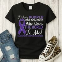 I Wear Purple Alzheimer's Disease Awareness Women's T-Shirt thumb 3