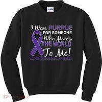 I Wear Purple Alzheimer's Disease Awareness Kids Sweatshirt thumb 0